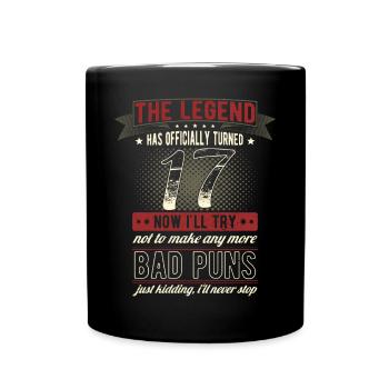 The legend officially 17 years 17th birthday - Full Colour Mug - black - Front