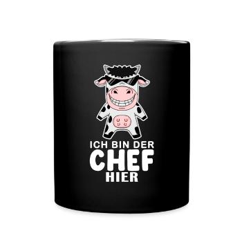 coole Kuh Chef Spruch - Tasse einfarbig - Schwarz - Vorne