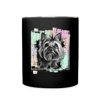 Yorkshire Terrier Yorkie - Tasse einfarbig - Schwarz - Vorne