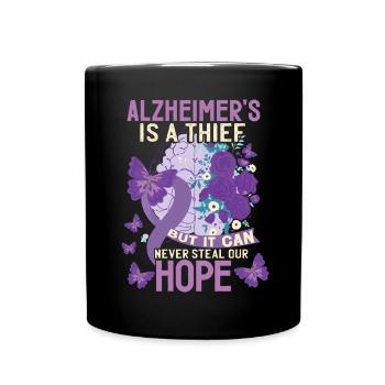 Alzheimer ist ein Dieb - Tasse einfarbig - Schwarz - Vorne