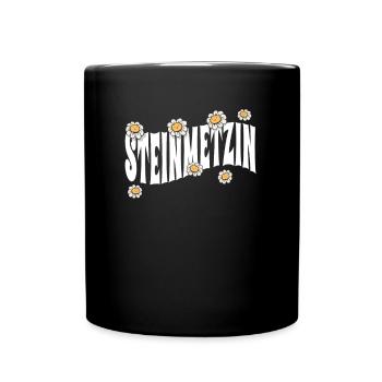 Handwerker Steinmetz niedliche Blumen Steinmetzin - Tasse einfarbig - Schwarz - Vorne