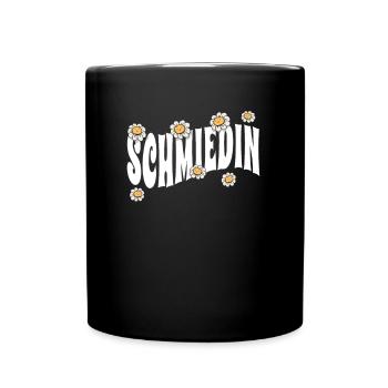 Schmied niedliche Blumen Handwerker Schmiedin - Tasse einfarbig - Schwarz - Vorne
