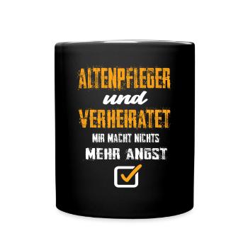 Altenpfleger und Verheiratet - Tasse einfarbig - Schwarz - Vorne