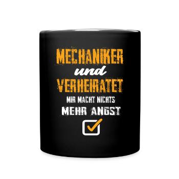 Mechaniker und Verheiratet - Tasse einfarbig - Schwarz - Vorne
