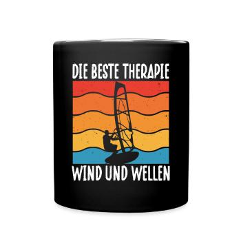 Die Beste Therapie Wind Und Wellen - Tasse einfarbig - Schwarz - Vorne