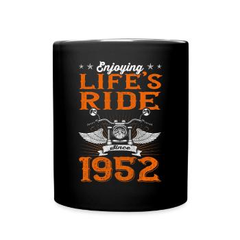 Enjoying Life's Ride Since 1952 Motorcycle 71th - Full Colour Mug - black - Front