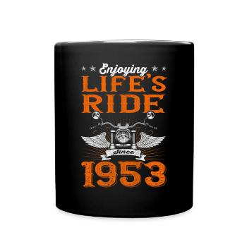 Enjoying Life's Ride Since 1953 Motorcycle 70th - Tasse einfarbig - Schwarz - Vorne
