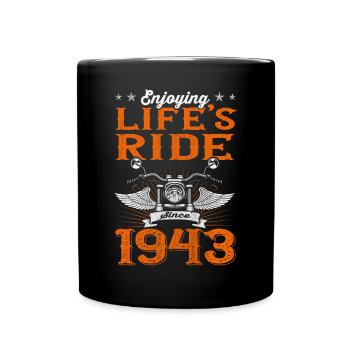 Enjoying Life's Ride Since 1943 Motorcycle 80th - Tasse einfarbig - Schwarz - Vorne