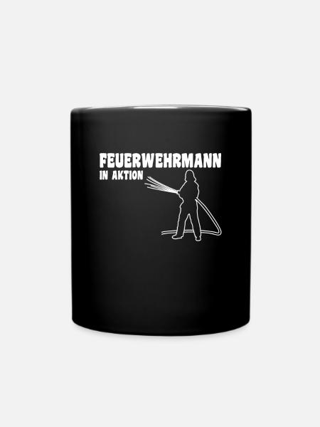 Feuerwehrmann in Aktion - Tasse einfarbig - Schwarz