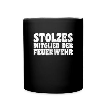 Mitglied der Feuerwehr - Tasse einfarbig - Schwarz - Vorne