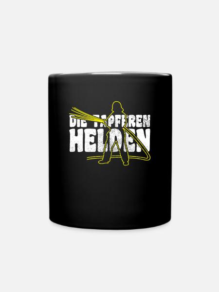 Feuerwehr Tapfere Helden - Tasse einfarbig - Schwarz
