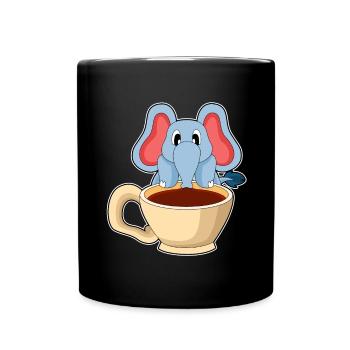 Elefant Tasse Kaffee - Tasse einfarbig - Schwarz - Vorne