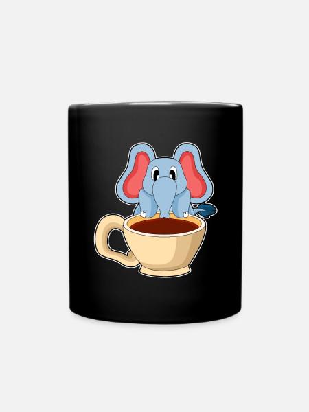 Elefant Tasse Kaffee - Tasse einfarbig - Schwarz