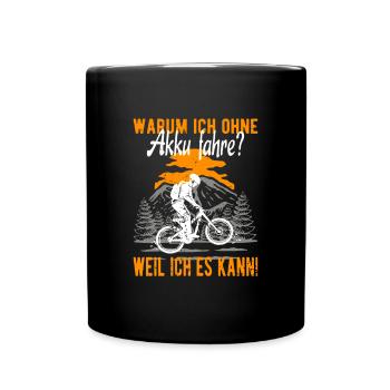MTB ohne Akku - Fahrrad Radsport Mountainbike - Tasse einfarbig - Schwarz - Vorne