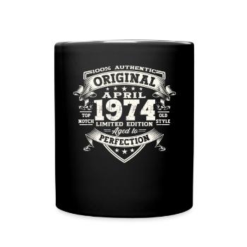 49. Geburtstag Mann April Jahrgang 1974 Original - Tasse einfarbig - Schwarz - Vorne