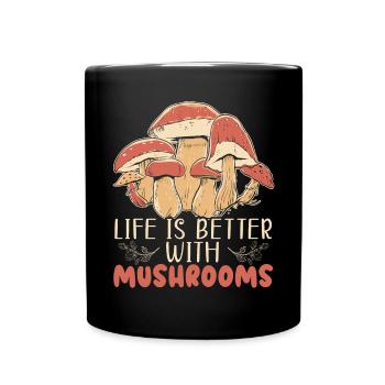 Cottagecore Mushroom Aesthetic Nature Conservation - Full Colour Mug - black - Front