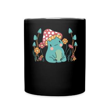 Cottagecore Mushroom Aesthetic Nature Conservation - Full Colour Mug - black - Front