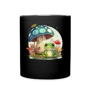 Cottagecore Mushroom Aesthetic Nature Conservation - Full Colour Mug - black - Front