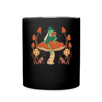 Cottagecore Mushroom Aesthetic Nature Conservation - Full Colour Mug - black - Front