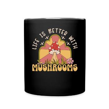 Cottagecore Mushroom Aesthetic Nature Conservation - Full Colour Mug - black - Front