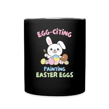 cute bunnies for Easter with Easter eggs bunny - Full Colour Mug - black - Front