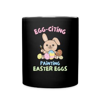 lapins mignons pour Pâques avec lapin aux œufs de Pâques - Mug uni - noir - Devant