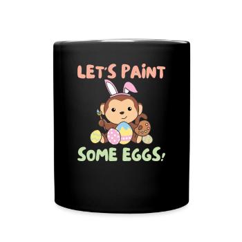 cute monkeys at Easter with Easter eggs monkey - Full Colour Mug - black - Front