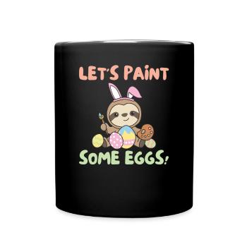 paresseux mignons à Pâques avec des œufs de Pâques paresseux - Mug uni - noir - Devant