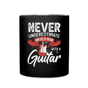 Never Underestimate An Old Man With A Guitar - Full Colour Mug - black - Front