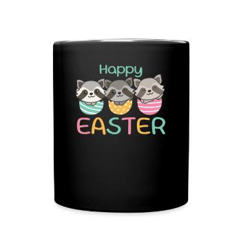 ratons laveurs mignons pour Pâques avec œufs de Pâques raton laveur - Mug uni - noir - Devant