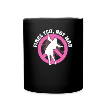 Hippie Peace Zeichen Frieden Blumen Blumenkind - Tasse einfarbig - Schwarz - Vorne