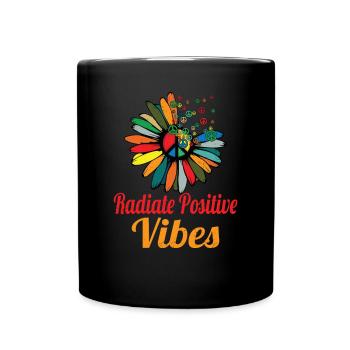 Hippie Peace Sign Peace Flowers Flower Child - Mug uni - noir - Devant