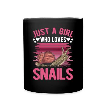 Schnecken Mädchen Snail Girl - Tasse einfarbig - Schwarz - Vorne
