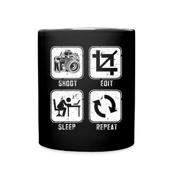 Fotografen Spruch Hobby Fotograf - Tasse einfarbig - Schwarz - Vorne