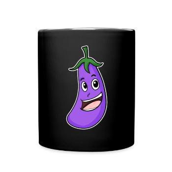 Aubergine Motiv - Tasse einfarbig - Schwarz - Vorne