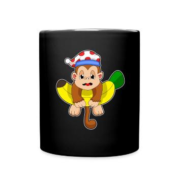 Monkey Sleeping Night Hat - Full Colour Mug - black - Front