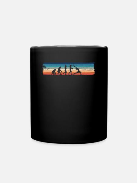 Retro Yoga Evolution - Lustiger Yoga - Tasse einfarbig - Schwarz