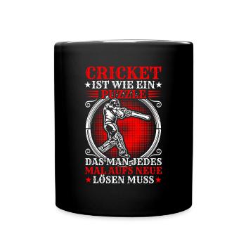 Cricket Ist Wie Ein Puzzle - Tasse einfarbig - Schwarz - Vorne