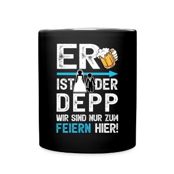 JGA Männer T-Shirt Junggesellenabschied Poltern - Tasse einfarbig - Schwarz - Vorne