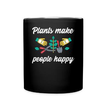 Les plantes rendent les gens heureux - Plats Botany - Mug uni - noir - Devant