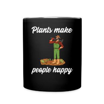 Plants make people happy - Plats Botanik - Tasse einfarbig - Schwarz - Vorne