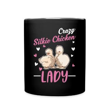 Crazy Silk Chicken Woman - Full Colour Mug - black - Front