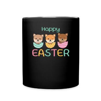 cute dogs for Easter with Easter eggs Shiba Inu - Full Colour Mug - black - Front