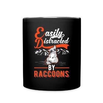 Easily distracted by Raccoons Raccoons Raccoon - Full Colour Mug - black - Front