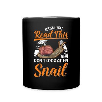 Schnecke Geschenk Weinbergschnecke - Tasse einfarbig - Schwarz - Vorne