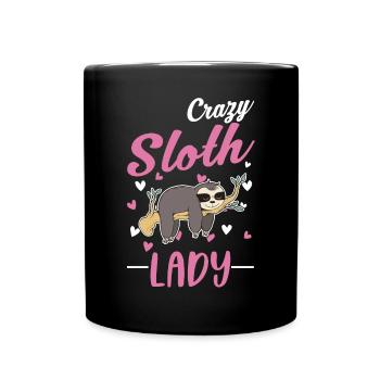 Crazy Sloth Woman - Full Colour Mug - black - Front