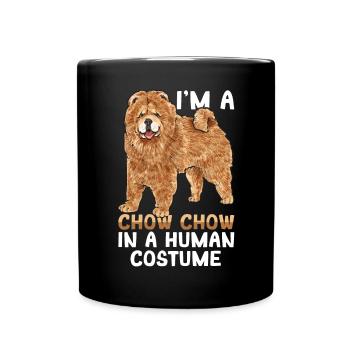 Chow Chow Hund - Tasse einfarbig - Schwarz - Vorne