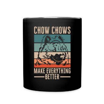 Chow Chow Hund - Tasse einfarbig - Schwarz - Vorne