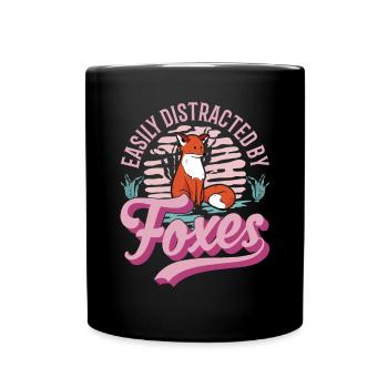 Easily distracted by Foxes Fuchs - Full Colour Mug - black - Front