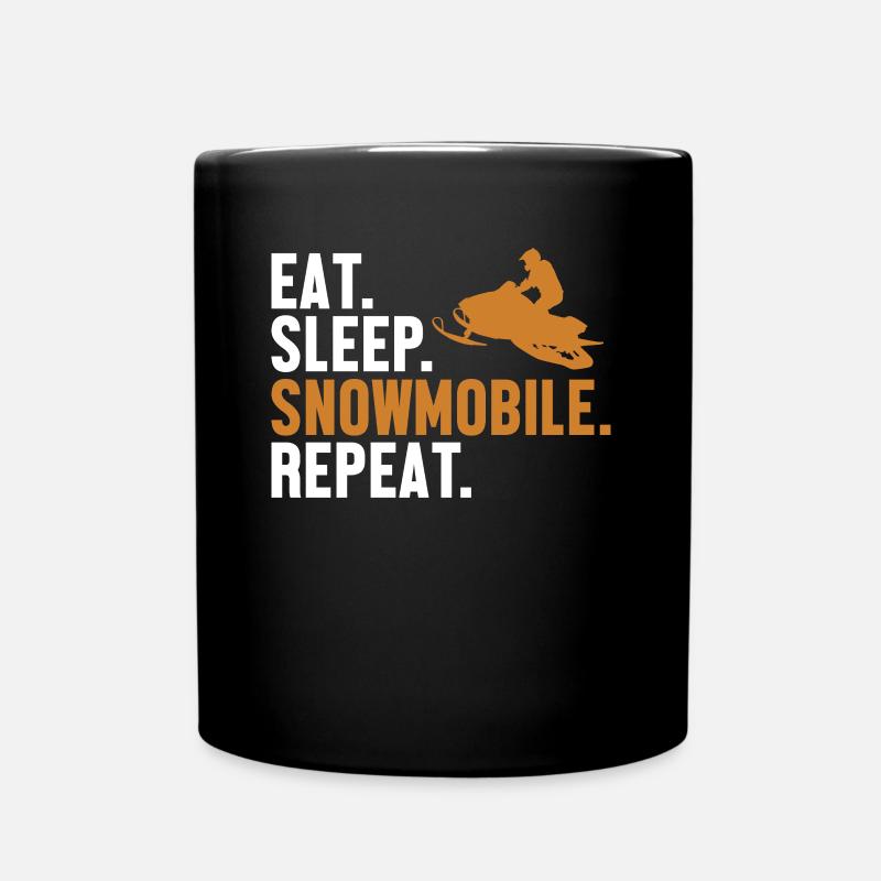 Eat Sleep Snowmobile Repeat Snowmobile Driver - Full Colour Mug - black